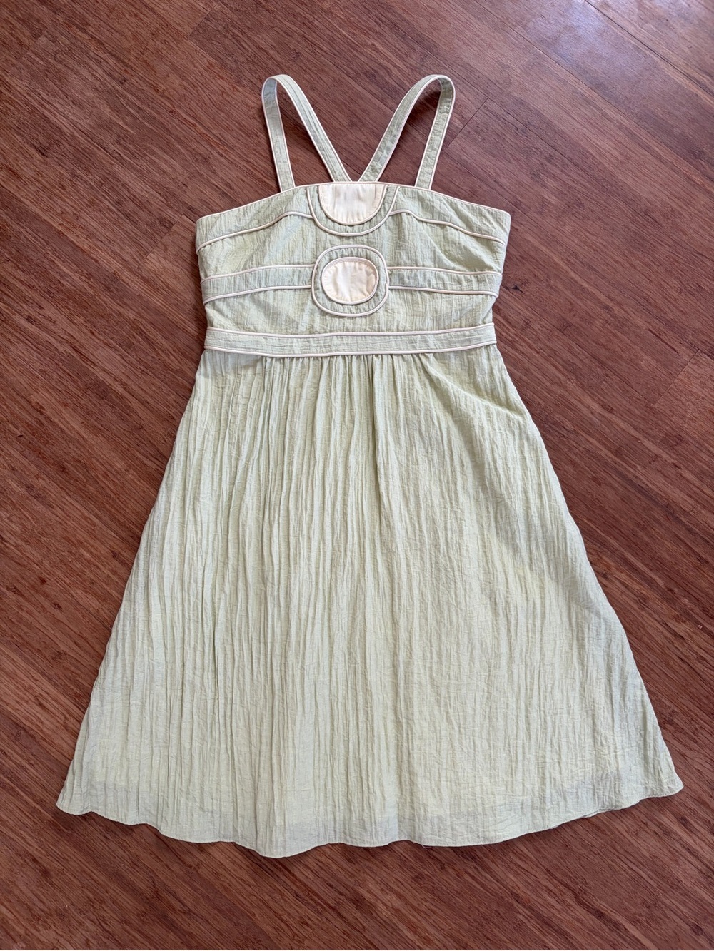 Vintage Y2K BCBGIRLS Crinkle Midi Dress Pistachio Green, Sz M
